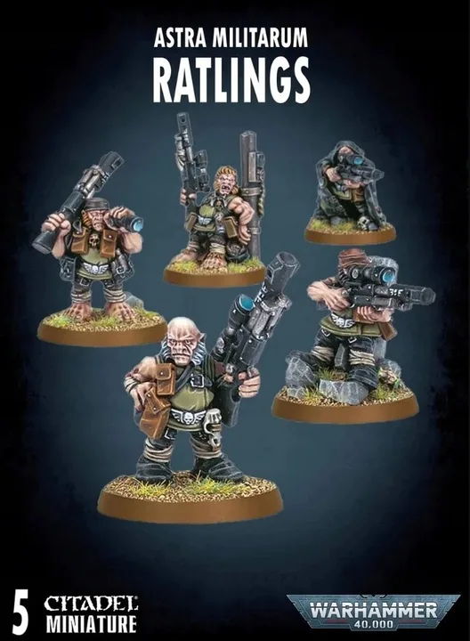 Astra Militarum Ratlings miniatures showcasing intricate details and dynamic poses in Warhammer 40,000.