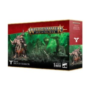 Brood Terror model box set for Warhammer Age of Sigmar, featuring a dynamic, menacing creature.
