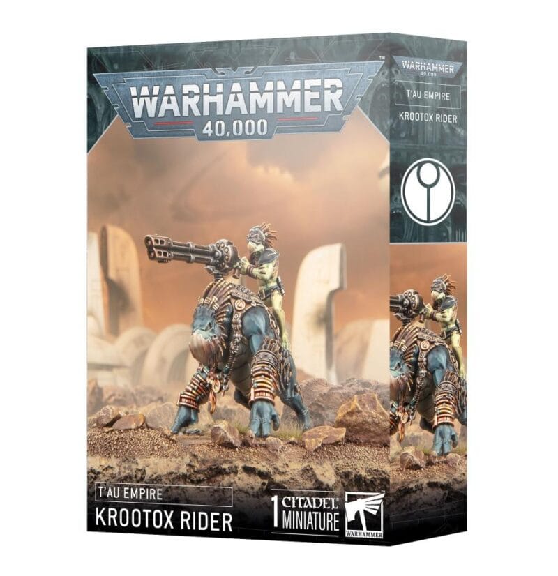 Krootox Rider box art showcasing vibrant details and action from the Tau Empire in Warhammer 40,000.