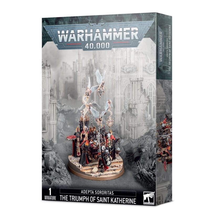 Warhammer 40,000 Triumph of Saint Katherine set features dynamic miniatures and rich lore.
