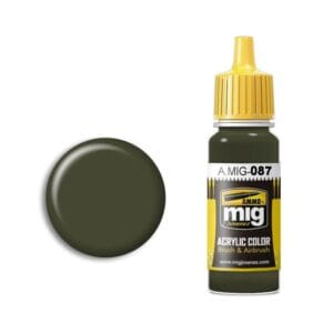 Dark green acrylic paint A.MIG-087, perfect for model painting and dioramas.