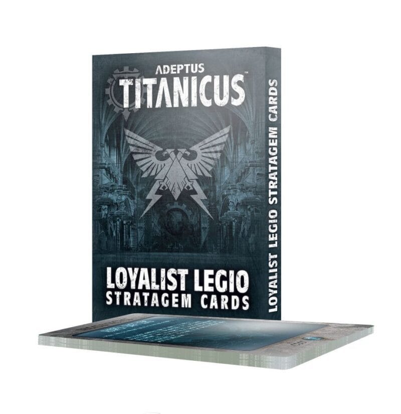 Loyalist Legio Stratagem Cards for Adeptus Titanicus: Epic battles in a dark, immersive design.