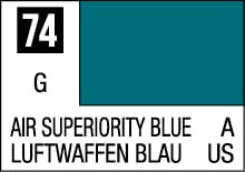 Air Superiority Blue 74 color swatch in medium teal with military and German heritage.