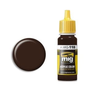 A.MIG-110 dark brown acrylic paint, perfect for models and artwork with airbrush or brush techniques.