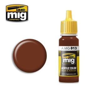 Ammo by Mig Jimenez A.MIG-913 Acrylic Paint, rich warm brown, perfect for modeling and artistry.