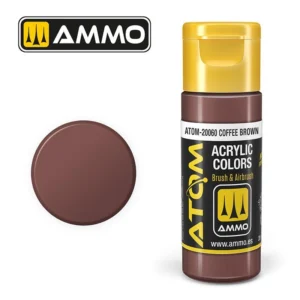 AMMO ATOM-20080 Coffee Brown Acrylic Paint for versatile artistic applications.
