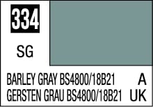 Barley Gray color sample card 334, featuring a muted grayish-green hue for design applications.