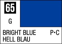 Vibrant Bright Blue color swatch with code 65 and Helle Blau label on a white background.