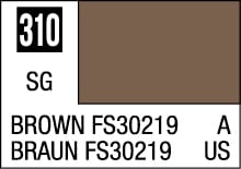 Muted brown color swatch 310 for design, featuring international labeling and identifiers.