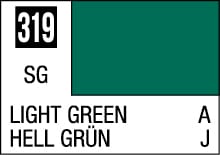 Vibrant light green color swatch 319 with English and German labels for design reference.