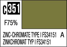Zinc-Chromate C351 olive green color swatch with F75% concentration for industrial use.