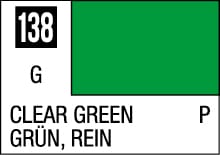 Vibrant clear green color swatch 138 with bilingual descriptions on a clean white background.