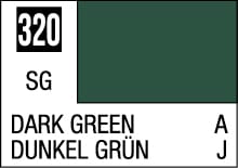 Bilingual dark green color swatch labeled 320 for design reference, showcasing DARK GREEN and DUNKEL GRÜN.