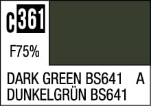 Dark Green BS641 Color Swatch - Tranquil Shade for Design Applications in English and German.