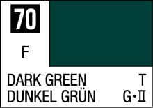 Dark green color swatch 70 with international label DARK GREEN and DUNKEL GRÜN.