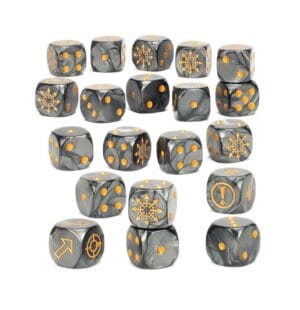Stunning marbled black dice with gold accents, perfect for gaming enthusiasts and collectors.