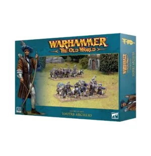 Empire Archers Warhammer miniatures box set featuring dynamic poses and medieval battlefield artwork.
