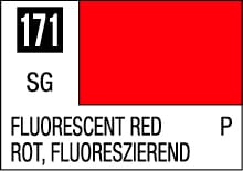 Fluorescent red color sample 171 with bilingual label on a white background.