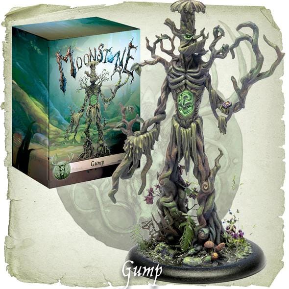 Enchanted Gump: Collectible mystical tree figure surrounded by lush forest scenery.