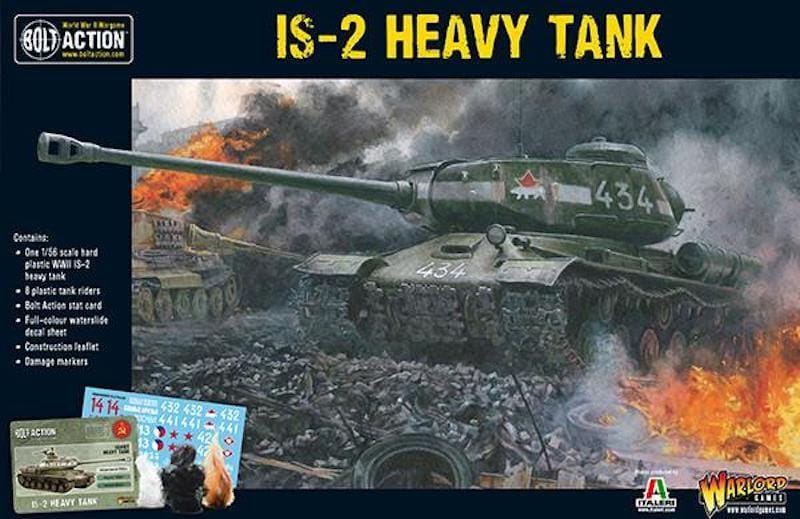 IS-2 Heavy Tank model kit showcasing its power in a dramatic wartime scene.