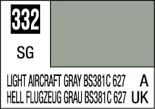 Light Aircraft Gray color card, code 332, British Standard BS381C 627, HELL FLUGZEUG GRAU.