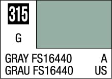 Light gray color swatch FS16440, code 315, with German label GRAU for industrial use.