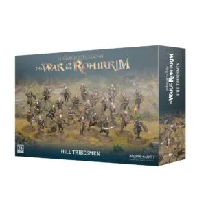 The Lord of the Rings Hill Tribesmen expansion features dynamic miniatures in a rugged landscape.