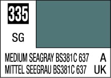 Medium Seagray paint swatch, BS381C 637, serene gray with coastal undertones, also in German.