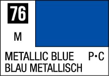 Vibrant Metallic Blue color swatch 76 with bilingual labeling for artists and designers.