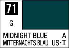 Elegant Midnight Blue swatch with green undertones, featuring bilingual labels for diverse appeal.