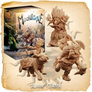 Charming fantasy miniatures from the Moonstone collection, showcasing intricate designs and storytelling elements.