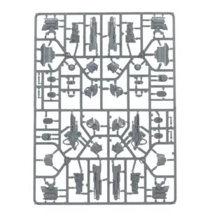 Detailed military model sprue with intricate components for hobby enthusiasts.