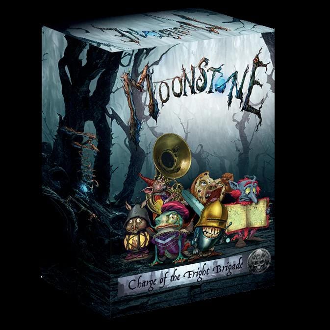 Enchanted box art for Moonstone Adventure features whimsical characters in a haunting forest setting.