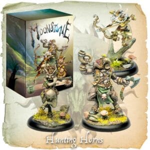 Intricate Moonstone miniatures showcase whimsical fantasy characters in a captivating Hunting Horns set.