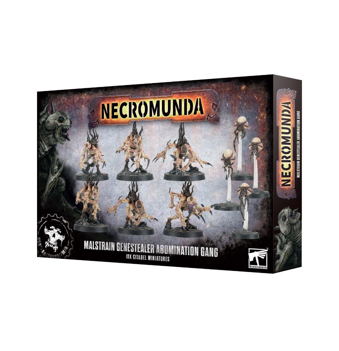 Necromunda Malustran Genestealer Acolyte Gang boxed set with detailed miniatures for immersive gameplay.