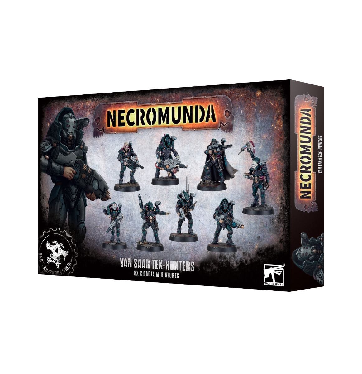Explore the Necromunda War Sang Ten-Hunters Miniatures Set, featuring dynamic, intricately designed figures.