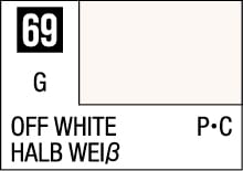 Off White Color Sample 69 - Design Chart with German Translation and Application Info.