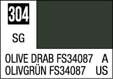 Olive Drab FS34087 swatch: muted green for military and outdoor use, also known as OLIVGRÜN.