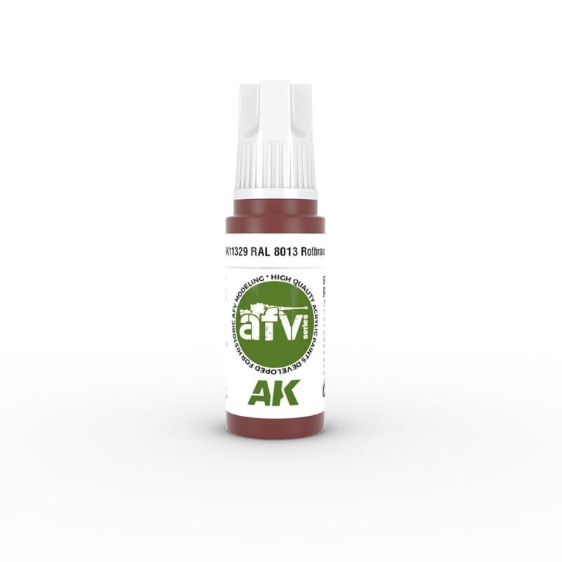 Sleek red-brown craft paint bottle with precise nozzle for easy application and secure storage.