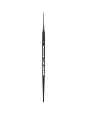 Fine detail paintbrush with black handle, orange accents, and precision bristles for intricate artwork.