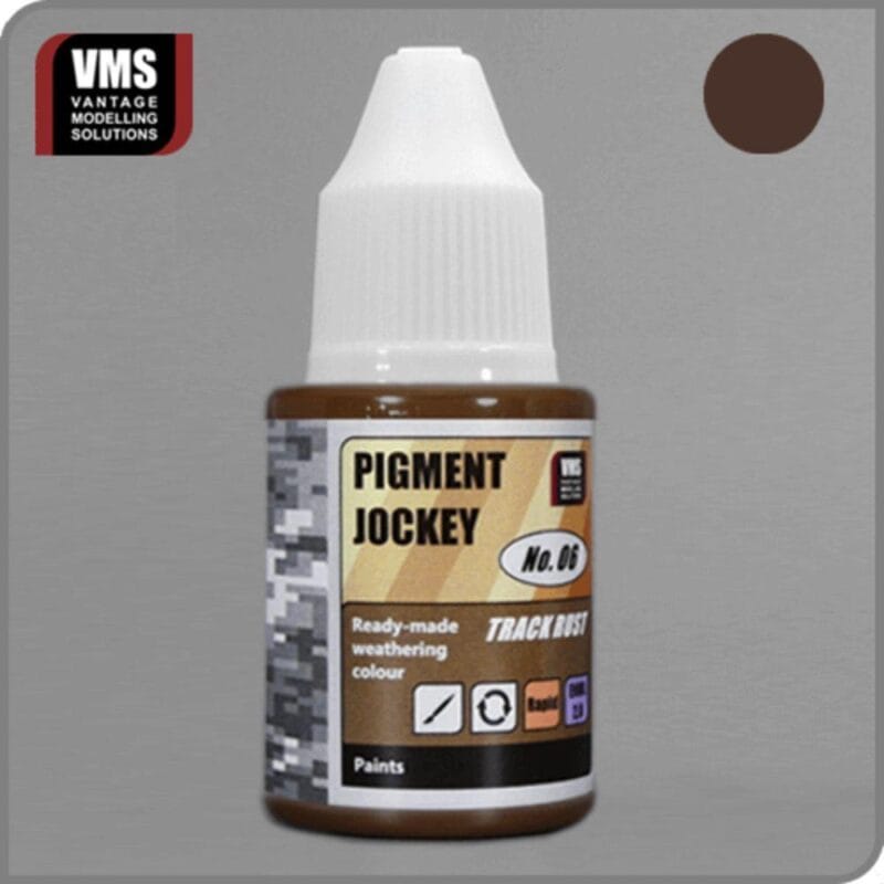 Pigment Jockey No. 00 weathering paint for models, designed for easy application and realistic effects.