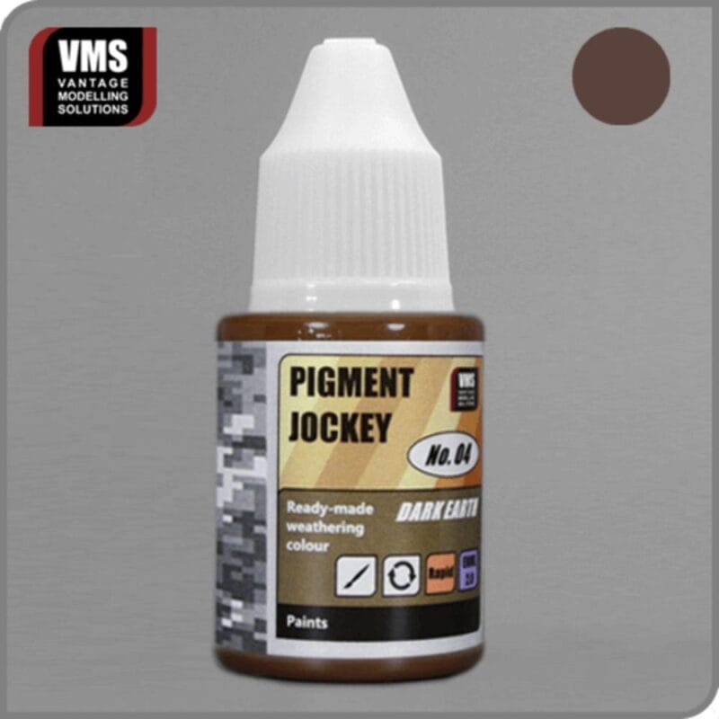 Pigment Jockey Dark Earth paint for realistic model weathering by VMS.