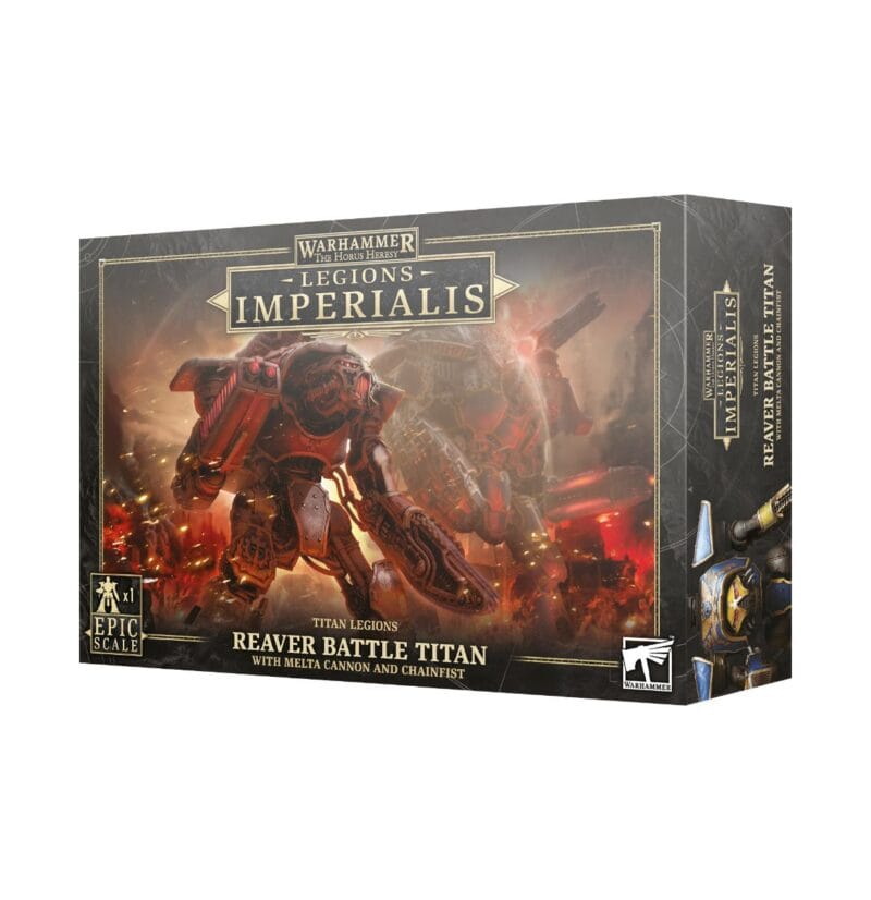 Reaver Battle Titan model kit from Warhammer 40,000, showcasing epic warfare and dramatic design.