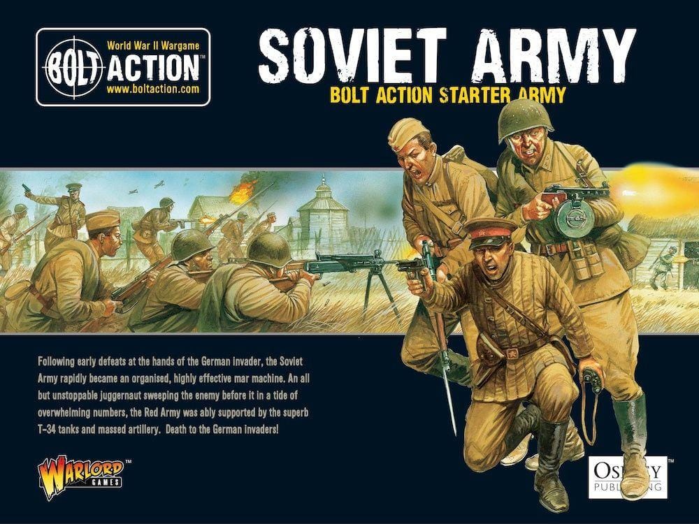 Dynamic Soviet soldiers in battle, capturing the urgency of World War II military action.
