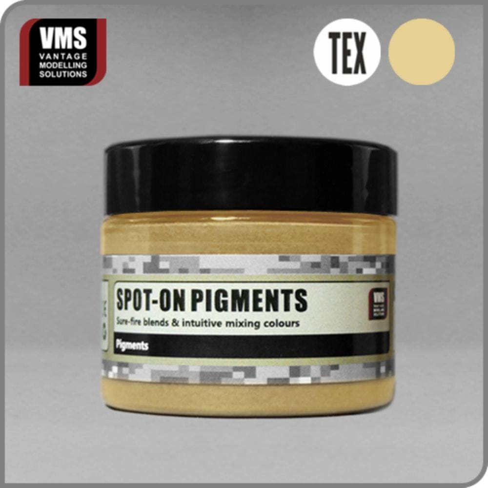 VMS Spot-On Pigments: Vibrant yellow low-fire modeling paint in a sleek jar.