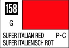 Vibrant Super Italian Red swatch 158 with German translation, ideal for designers and artists.