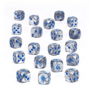 Colorful translucent dice with blue markings, perfect for gaming and creative adventures.