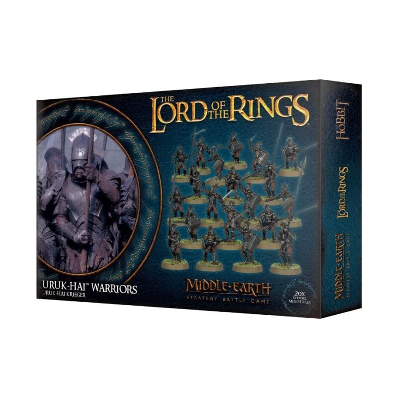 Uruk-hai Warriors miniatures set featuring detailed figures for the Lord of the Rings game.