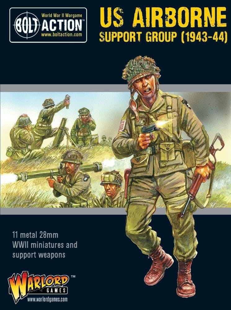 US Airborne Miniatures: WWII action figures depicting intense combat and teamwork in detailed designs.