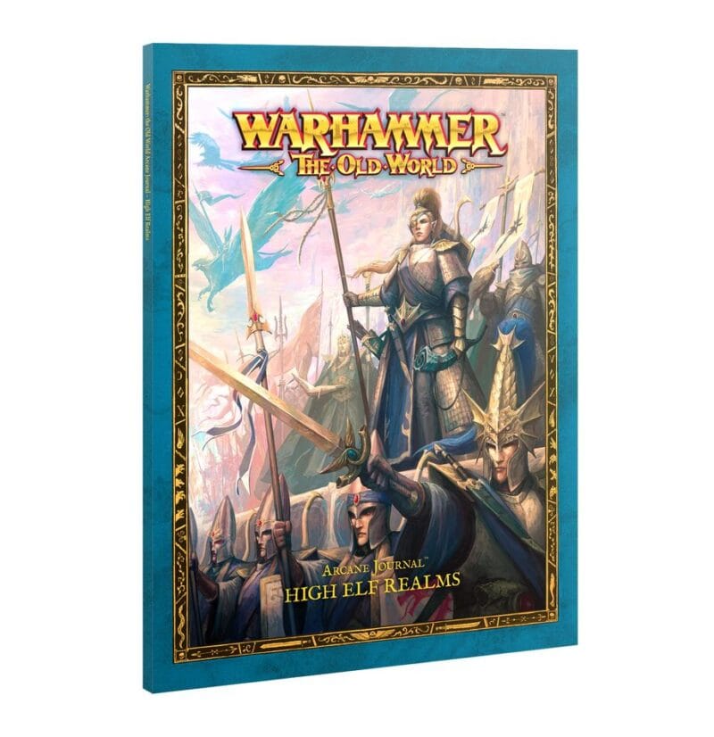 High Elf warrior book cover: vibrant turquoise, epic lore, and heroic battles in Warhammer.